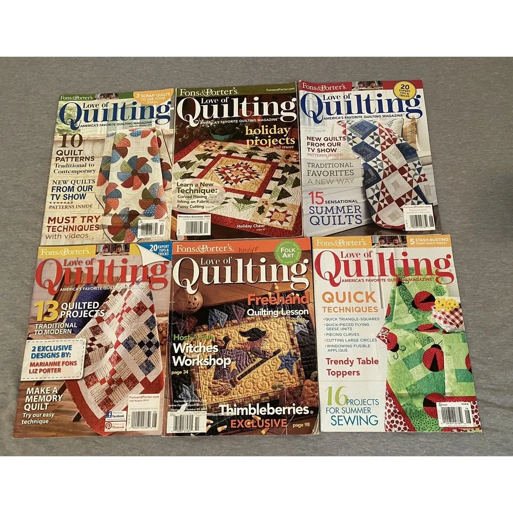 Fons & Porters Love of Quilting Magazine Lot of 6 2005, 2009, 2013, 2014, 2015